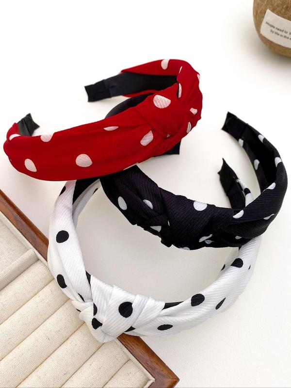 Polka Dot Pattern Headbands Set, Cute Hair Accessories for Women & Girls, Minimalist Headwear Suitable for Thick Hair, Fashion Hair Accessories for Party, Daily Clothing Decor