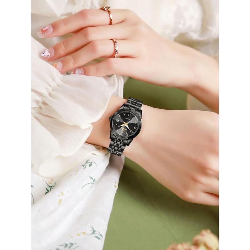 Style Lab  OLEVS Womens Watch Fashion Dress Diamond Female Watches For Ladies Analog Quartz Stainless Steel Waterproof Luminous Day Date Two Tone Wristwatch