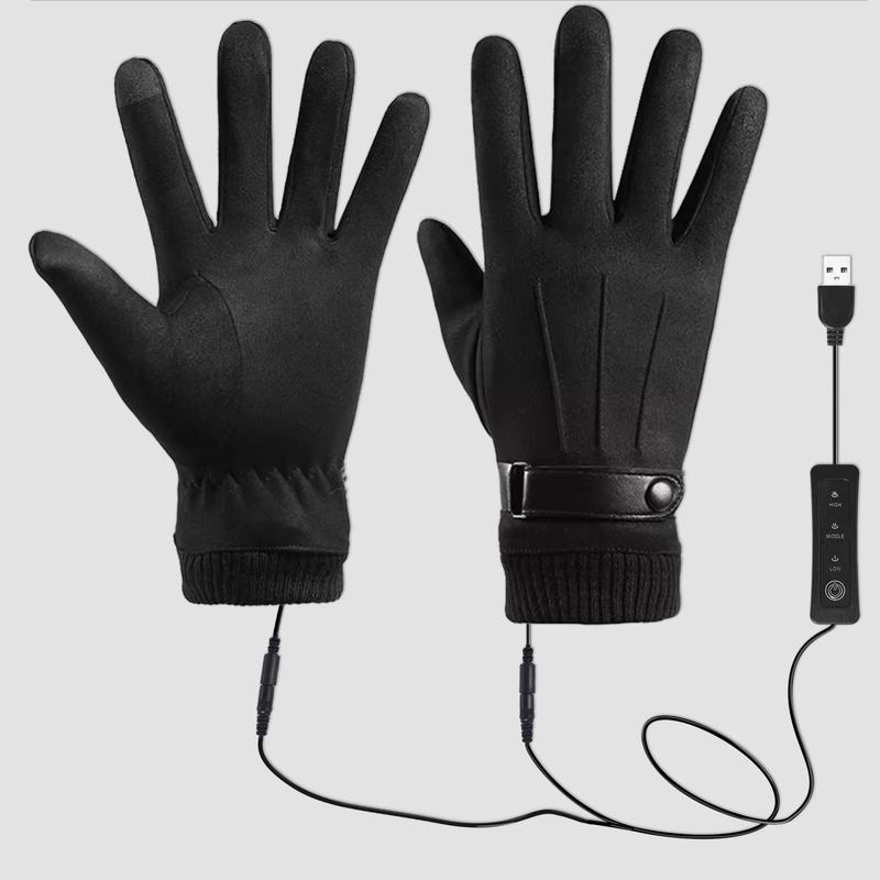 USB Heating Gloves plus Size Temperature Control Finger Back Heating Power Bank Take Hand Warmer Electric Heating Gloves Touch Screen