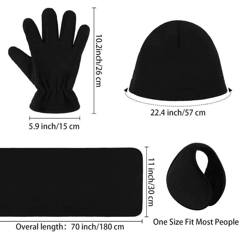 4 Pack Women's Winter Warm Set Thickened Polar Gloves Beanie Hat Scarf and Earmuff