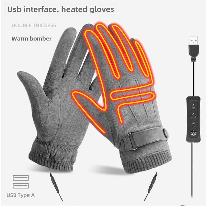 USB Heating Gloves plus Size Temperature Control Finger Back Heating Power Bank Take Hand Warmer Electric Heating Gloves Touch Screen