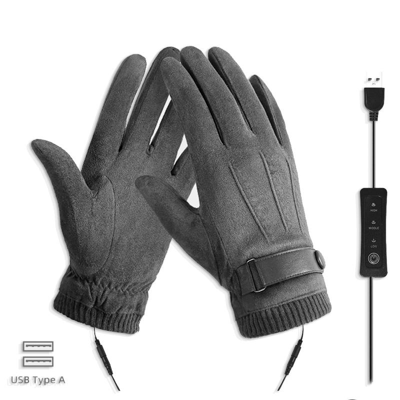 USB Heating Gloves plus Size Temperature Control Finger Back Heating Power Bank Take Hand Warmer Electric Heating Gloves Touch Screen