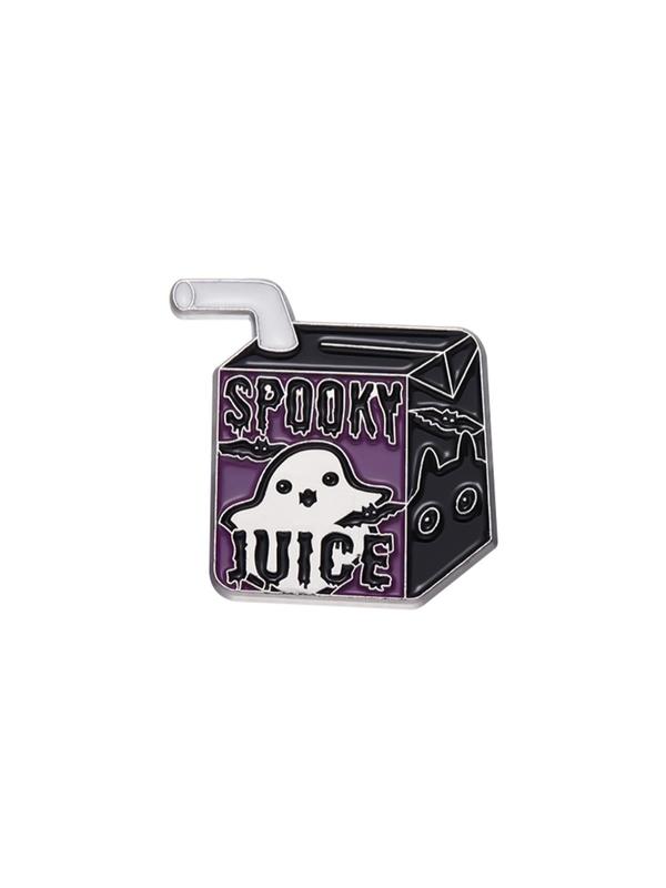 Cartoon Ghost Juice Drink Bottle Design Brooch, Cute Alloy Badge for Men & Women, Enamel Pin Suitable for Backpacks, Hats Decoration Fixed Buckle