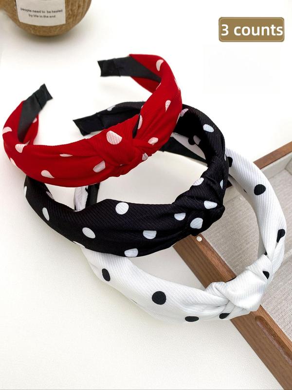 Polka Dot Pattern Headbands Set, Cute Hair Accessories for Women & Girls, Minimalist Headwear Suitable for Thick Hair, Fashion Hair Accessories for Party, Daily Clothing Decor