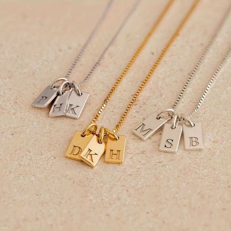 Stainless Steel Alphabet Charm Pendant Jewelry Making Accessory, 26 Letters Available