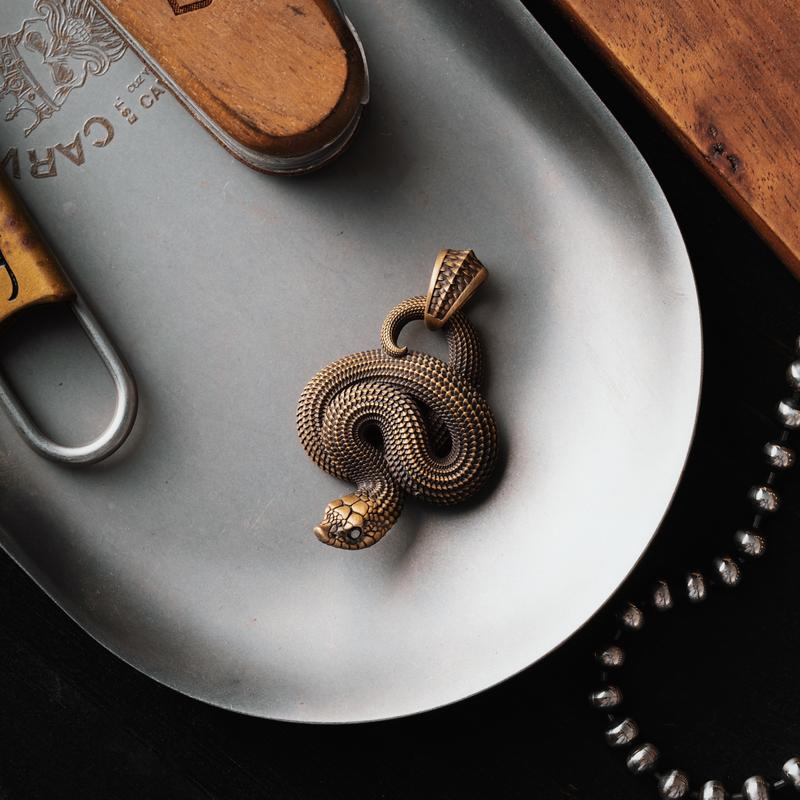 Hognose Snake Pendant for Necklace Snake Statement Charm Goth Animal Novelty Jewelry Gift for Men Women