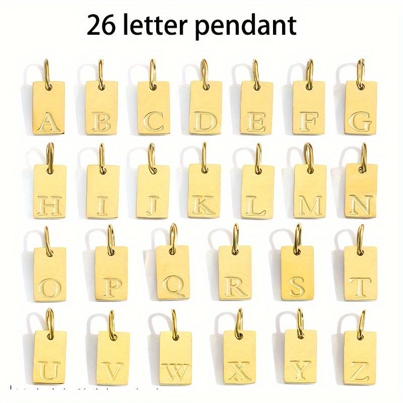 Stainless Steel Alphabet Charm Pendant Jewelry Making Accessory, 26 Letters Available