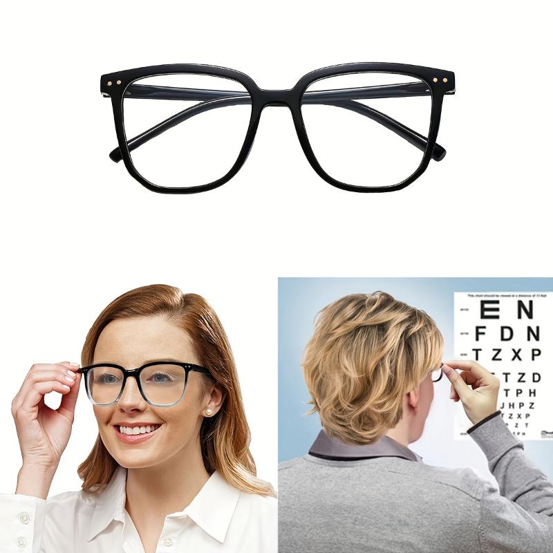 Vintage Square Frame Glasses - Stylish Clear Lens, Casual Fashion, Decorative Spectacles for Women and Men with Prescriptions from +1.0 to +4.0, Perfect for Computer Use