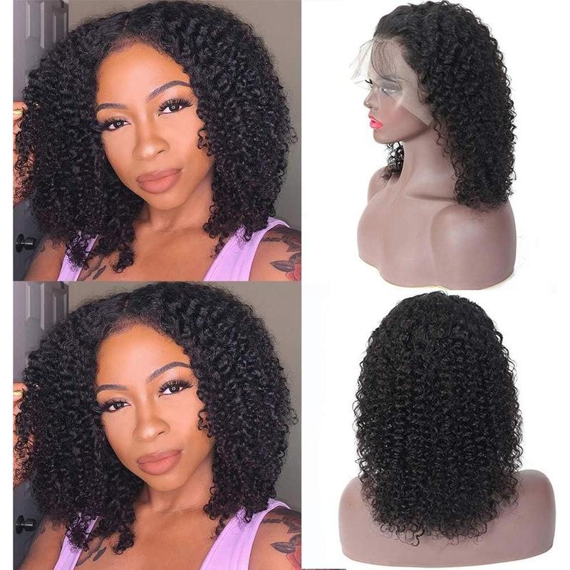 Beauhair lace front wigs human hair pre plucked Brazilian Kinky curly lace frontal wig with baby hair natural hair wigs for black women (14 inches, curly wigs)