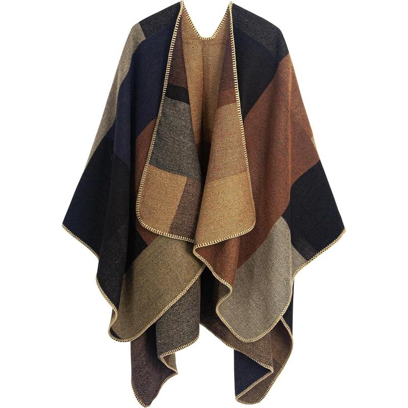 Women's Printed Shawl Wrap Fashionable Open Front Poncho Cape, Gift for Women