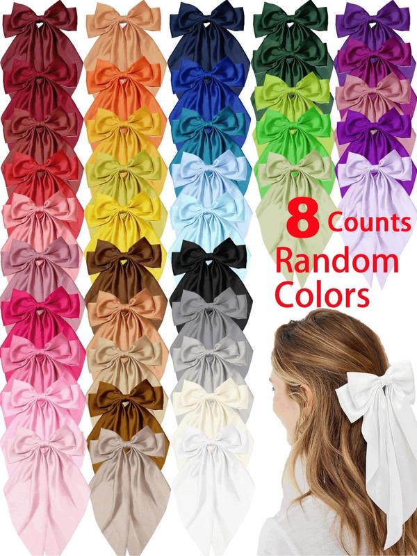 Random Color Bow Decor Hair Clip Set, Cute Hair Accessories for Women & Girls, Minimalist Headwear Suitable for Thick Hair