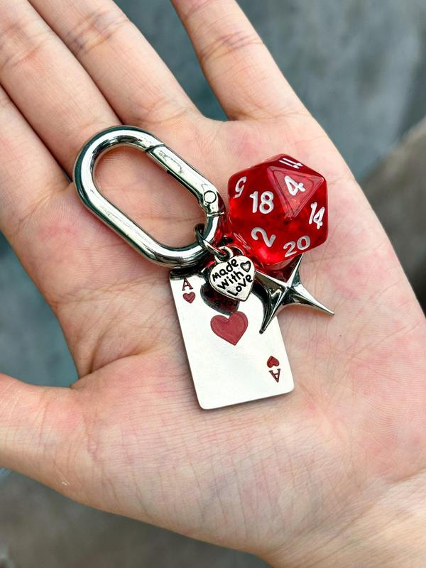 Dice & Poker Card Design Keychain, Casual Trendy Keychain for Car Keys for Women & Men, Fashion Accessories for Daily Use