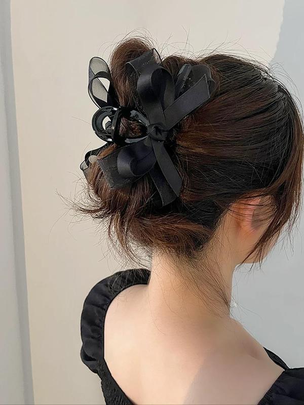 Women's Elegant Tiered Layered Bowknot Design Hair Claw Clip, Cute Hair Claw, Fashionable Hair Accessories for Daily & Party Decoration