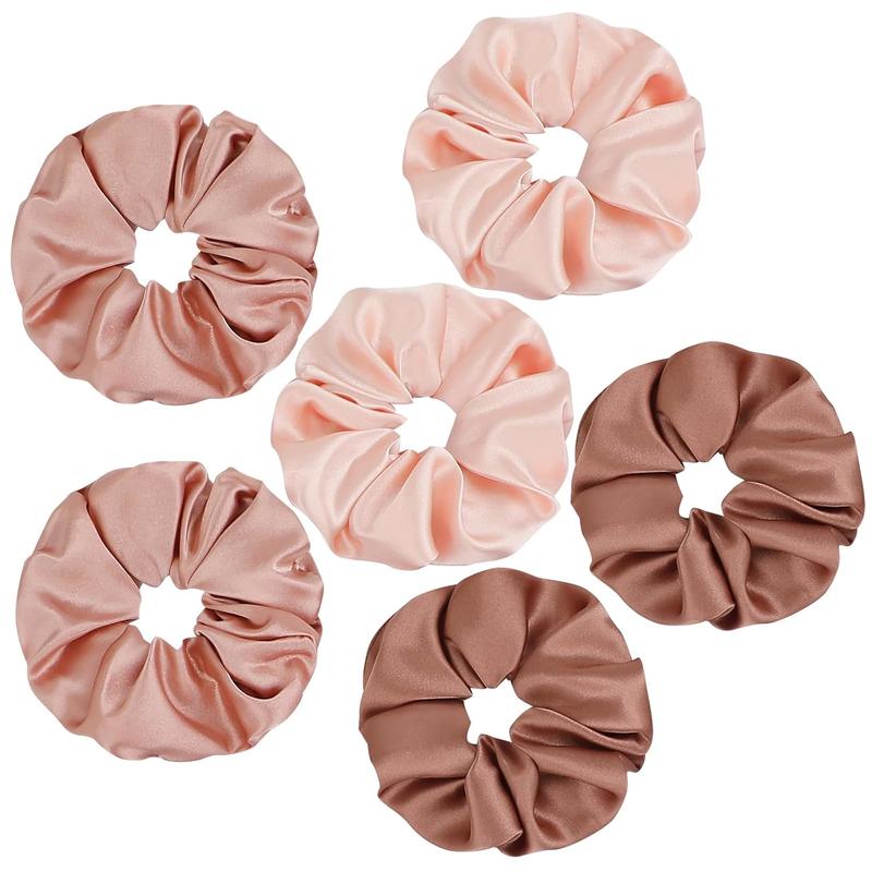 Soft Satin Scrunchies for Women, Non Slip, No  Scrunchies Hair Ties, Pack of 6