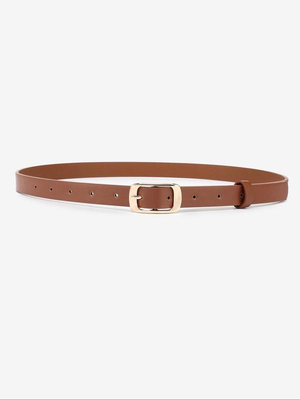 Women's Fashionable Solid Color Pu Leather Belt, Minimalism Waistband for Jeans Pants, Fashion Belt for Party, Daily Clothing Decor, Trendy All-match & Exquisite Belt for Gift