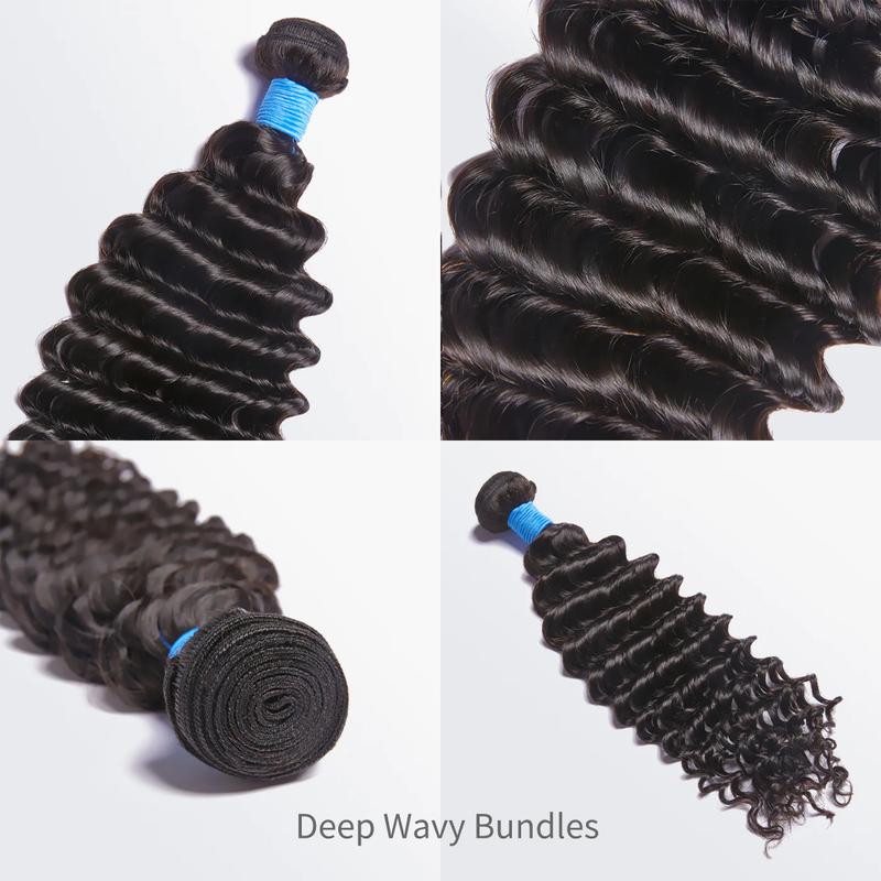 [Ashine] 12-30 Inch Luxury Salon Quality Deep Wavy Deep Curly Virgin Brazilian Bundles 100% Human Hair Natural Black with Closure Curly