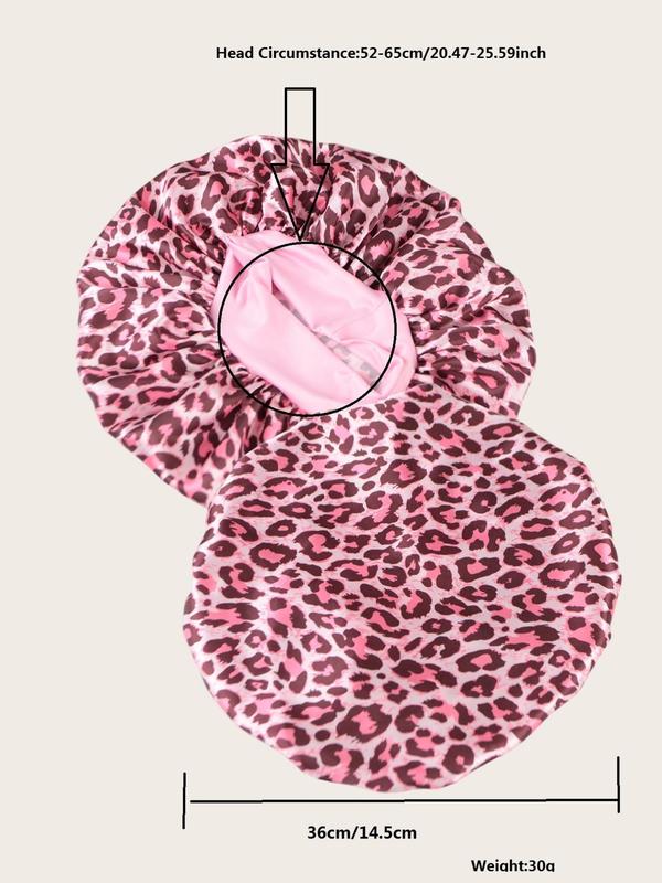 Leopard Print Satin Sleeping Bonnet, Soft Elastic Sleeping Bonnet, Hair Bonnet for Women & Girls, Fashion Accessories for Daily Use