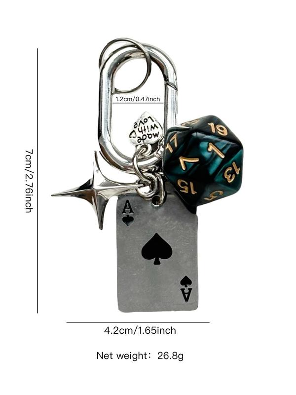 Dice & Poker Card Design Keychain, Casual Trendy Keychain for Car Keys for Women & Men, Fashion Accessories for Daily Use