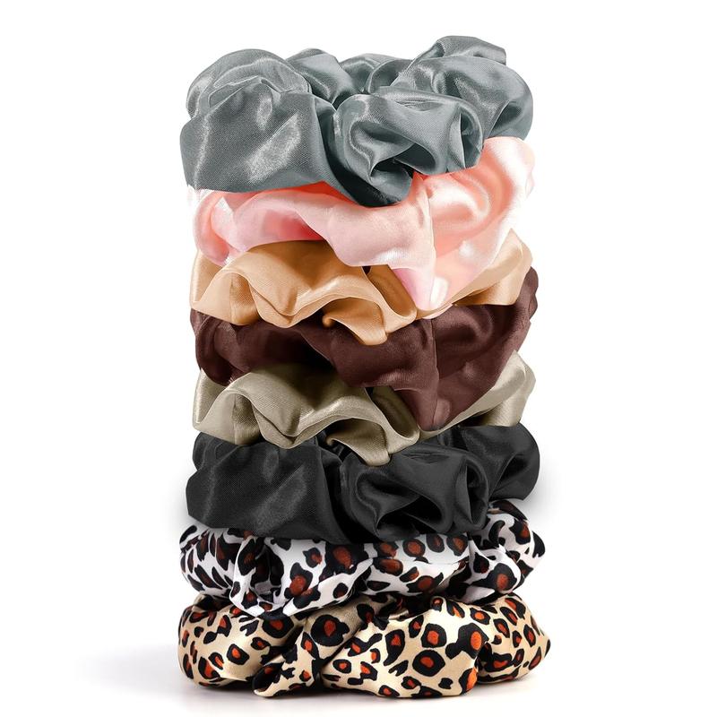 Cutebe 8 Pack Hair Ties Silk Scrunchies for Women Soft Satin Hair Scrunchies Elastic Hair Ties No Damage Ponytail Holders Rubber Bands Hair Accessories Gifts (Mix Color a (8 Pack)) Cutebe