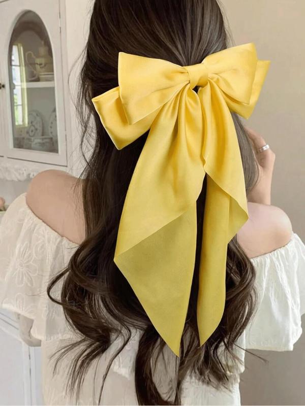 Random Color Bow Decor Hair Clip Set, Cute Hair Accessories for Women & Girls, Minimalist Headwear Suitable for Thick Hair