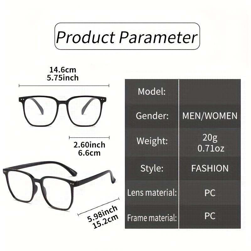 Vintage Square Frame Glasses - Stylish Clear Lens, Casual Fashion, Decorative Spectacles for Women and Men with Prescriptions from +1.0 to +4.0, Perfect for Computer Use