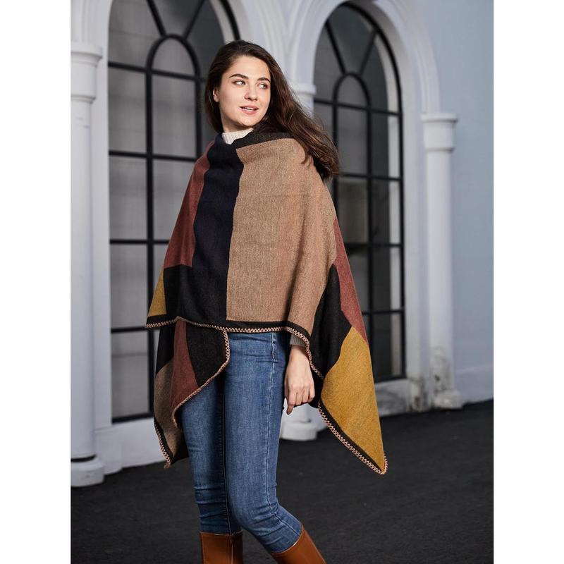 Women's Printed Shawl Wrap Fashionable Open Front Poncho Cape, Gift for Women