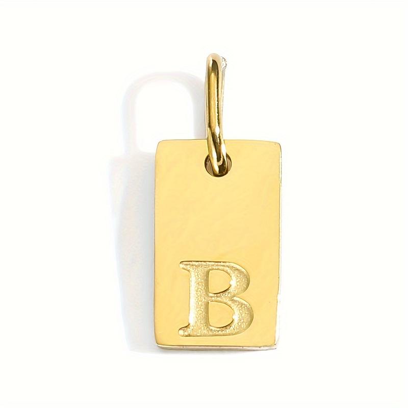 Stainless Steel Alphabet Charm Pendant Jewelry Making Accessory, 26 Letters Available