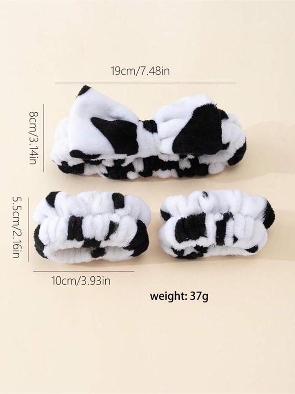 3pcs set Cute Cow Print Hair Band & Wristband Set, Cute Hair Accessories for Women & Girls, Casual Versatile Hair Accessories for Daily Wear