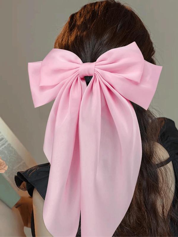 Random Color Bow Decor Hair Clip Set, Cute Hair Accessories for Women & Girls, Minimalist Headwear Suitable for Thick Hair