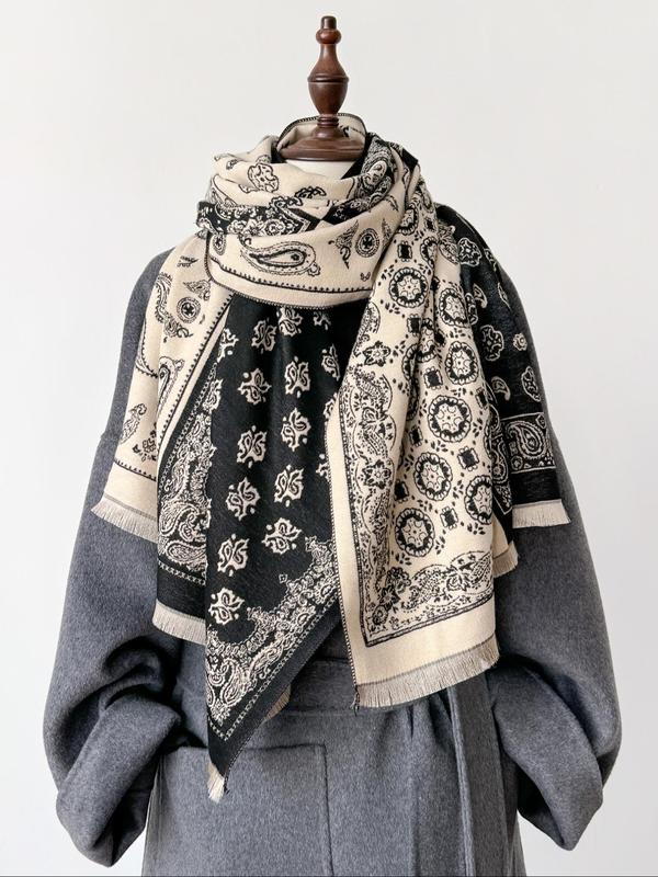 Paisley Print Long Shawl, Casual Warm Shawl for Women & Men, Fashion Accessories for Daily Wear, Trendy All-match & Exquisite Scarf for Birthday Gift