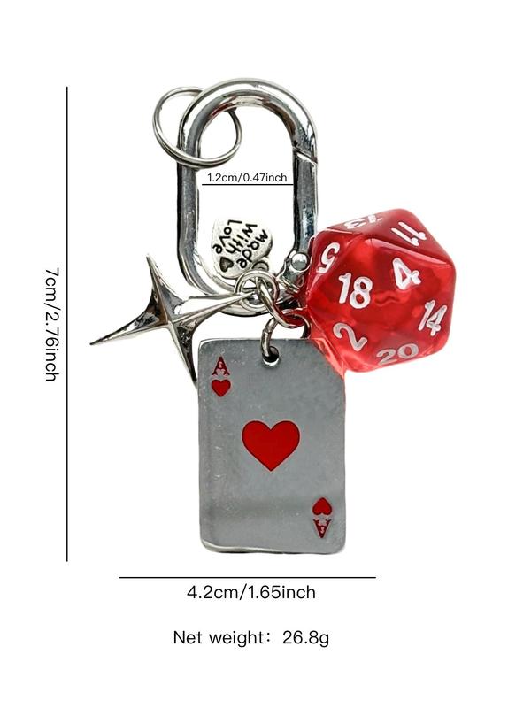 Dice & Poker Card Design Keychain, Casual Trendy Keychain for Car Keys for Women & Men, Fashion Accessories for Daily Use