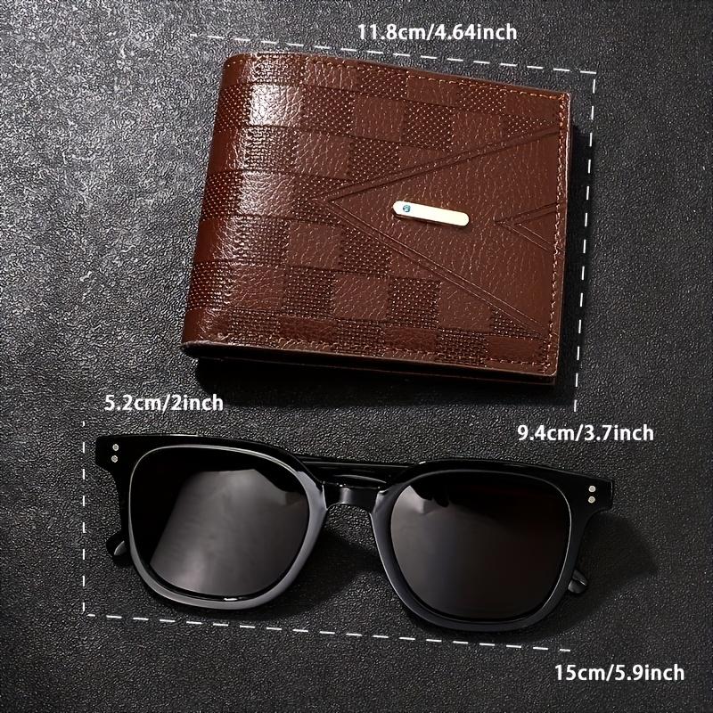 3 Pieces Men's Quartz Watch Suit with Glasses and Wallet-round Alloy Case, Imitation Leather Strap, Classic Simple Dial-Non-Waterproof, Battery Powered, Electronic Movement-Suitable for Daily Wear and Gift Giving