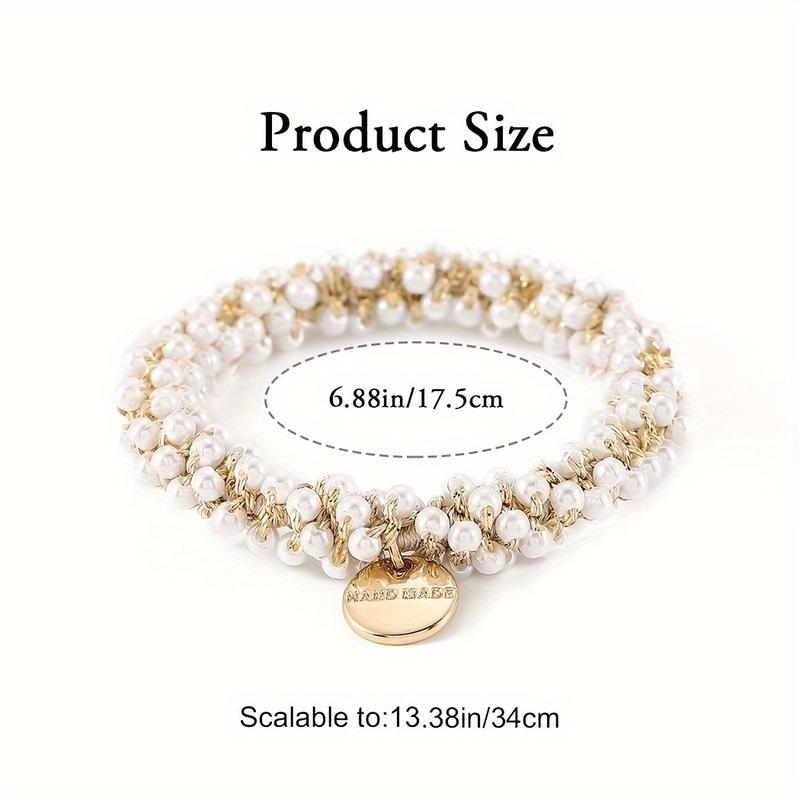 A Set of Fashionable Pretend Pearls and Rhinestone Hair Band, Elegant Elastic Hair Accessories, Pretend Pearls Ponytail Rope, Retractable Hair Rope, Hair Accessories for Ladies and Daily Use