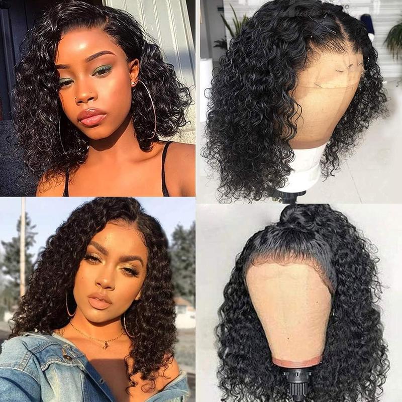 Beauhair lace front wigs human hair pre plucked Brazilian Kinky curly lace frontal wig with baby hair natural hair wigs for black women (14 inches, curly wigs)