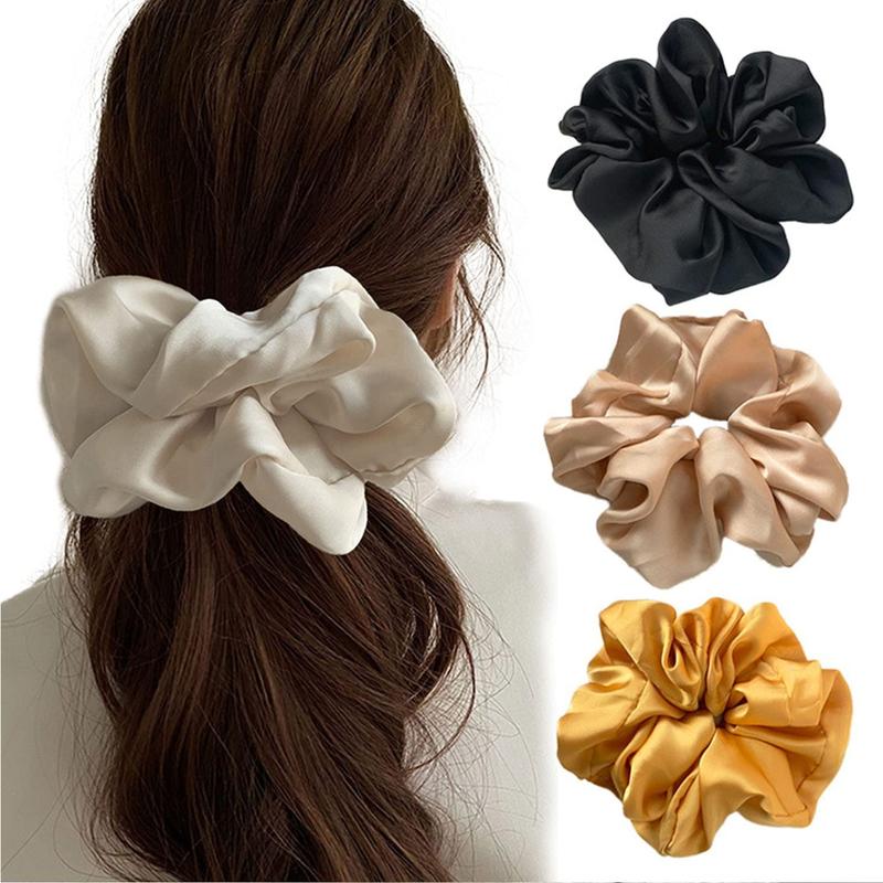 Large Satin Scrunchies Sleeping Scrunchie No Damage Big Satin Silk Scrunchies for Women(A)