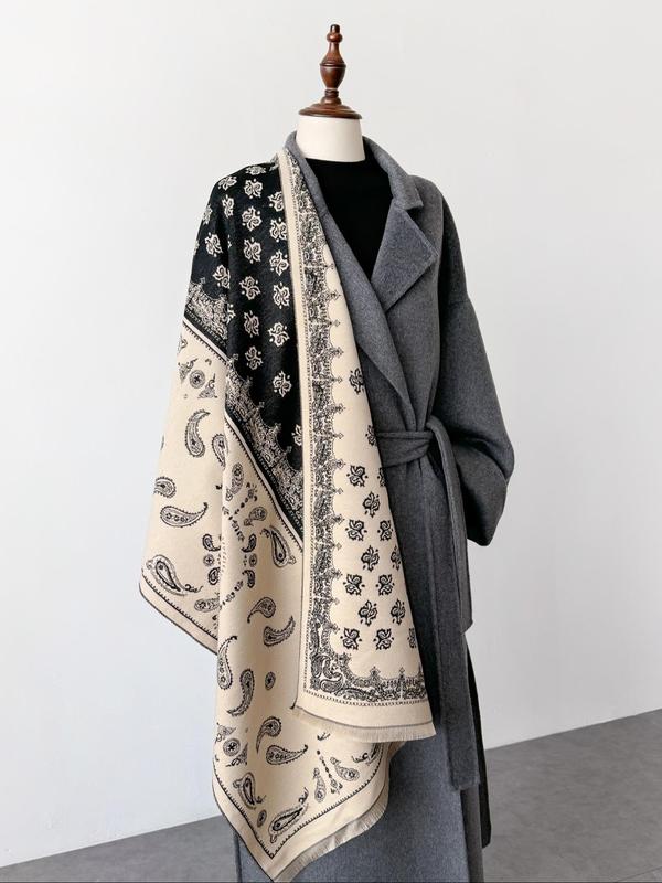 Paisley Print Long Shawl, Casual Warm Shawl for Women & Men, Fashion Accessories for Daily Wear, Trendy All-match & Exquisite Scarf for Birthday Gift