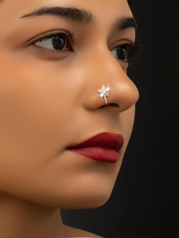 Rhinestone Decorated U-shaped Fake Nose Ring, Fashionable Non-piercing Nose Body Jewelry for Women & Girls, Fashion Jewelry for Party, Daily Clothing Decor