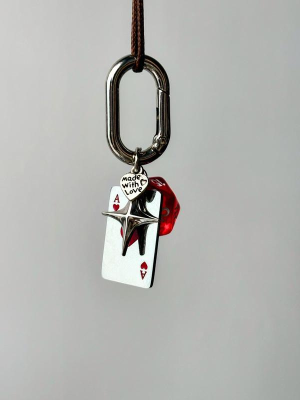 Dice & Poker Card Design Keychain, Casual Trendy Keychain for Car Keys for Women & Men, Fashion Accessories for Daily Use