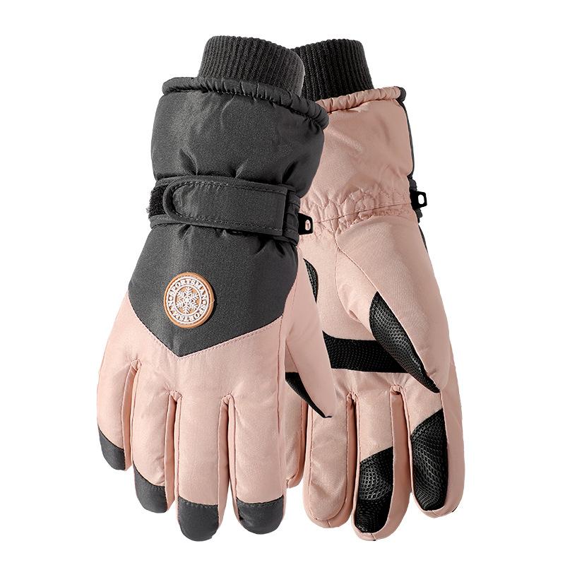 Autumn and Winter Fleece-lined Thick Windproof Waterproof Men and Women Riding Electric Car Wind-Proof and Cold Protection Touch Screen Warm Ski Gloves