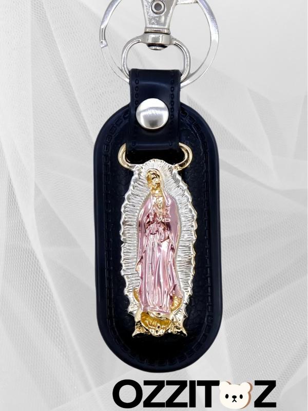 La Virgen de Guadalupe Key Chain - Color, Pink and Gold