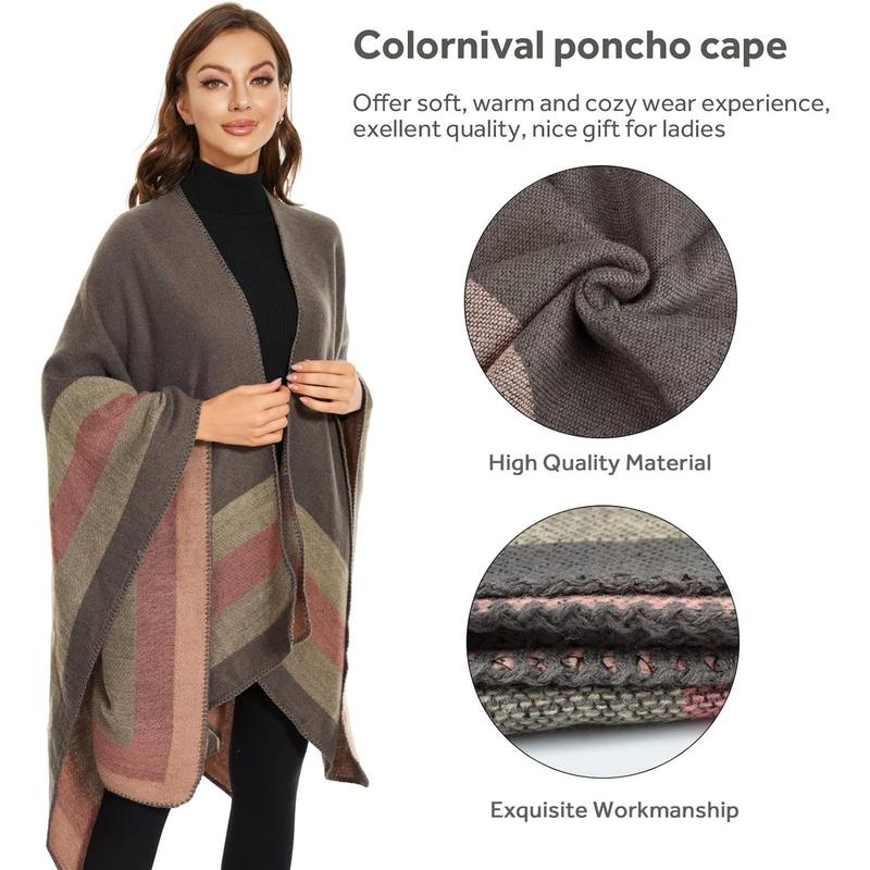 Shawl Wraps for Women, Elegant Knitted Cape Open Front Poncho Scarf Blanket Cardigan Coat for Spring, Autumn, and Winter