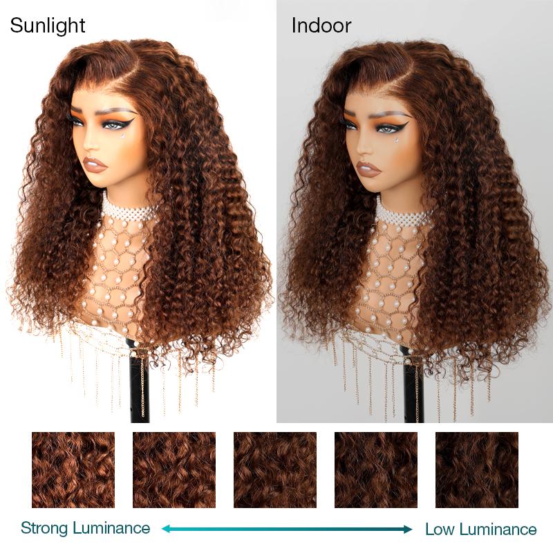 Ashimary Water Wave Invisi-Strap Snug Fit 360 Lace Frontal Pre-Cut Bleached Knots Chocolate Brown Glueless Lace Wig