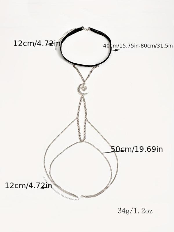 Women's Fashion Hollow Out Heart & Moon Design Thigh Chain, Trendy Body Jewelry For Party, Daily Clothing Decor For Girl