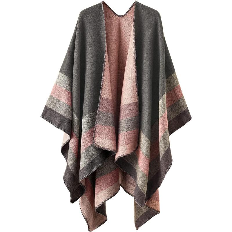 Shawl Wraps for Women, Elegant Knitted Cape Open Front Poncho Scarf Blanket Cardigan Coat for Spring, Autumn, and Winter