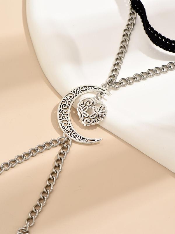 Women's Fashion Hollow Out Heart & Moon Design Thigh Chain, Trendy Body Jewelry For Party, Daily Clothing Decor For Girl