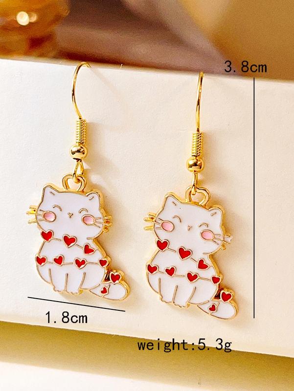 Alloy Cute Cat Dangle Earrings