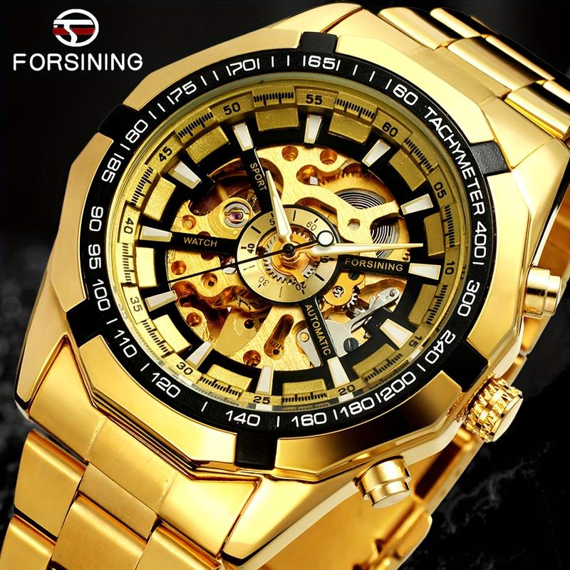 Stainless Steel Business Men's Automatic Mechanical Watch, Fashion Luminous Hollow Sports Watch, Best Choice for Gifts