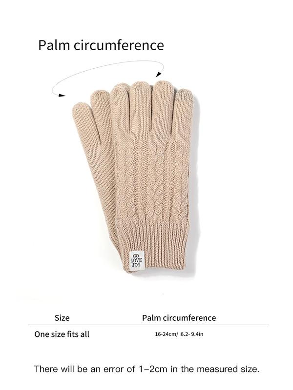 Women's Solid Color Touch Screen Gloves, Casual Double Layer Thickened Windproof Gloves for Fall & Winter, Fashion Accessories for Women & Girls