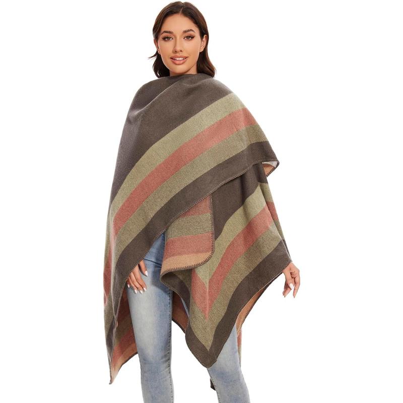 Shawl Wraps for Women, Elegant Knitted Cape Open Front Poncho Scarf Blanket Cardigan Coat for Spring, Autumn, and Winter