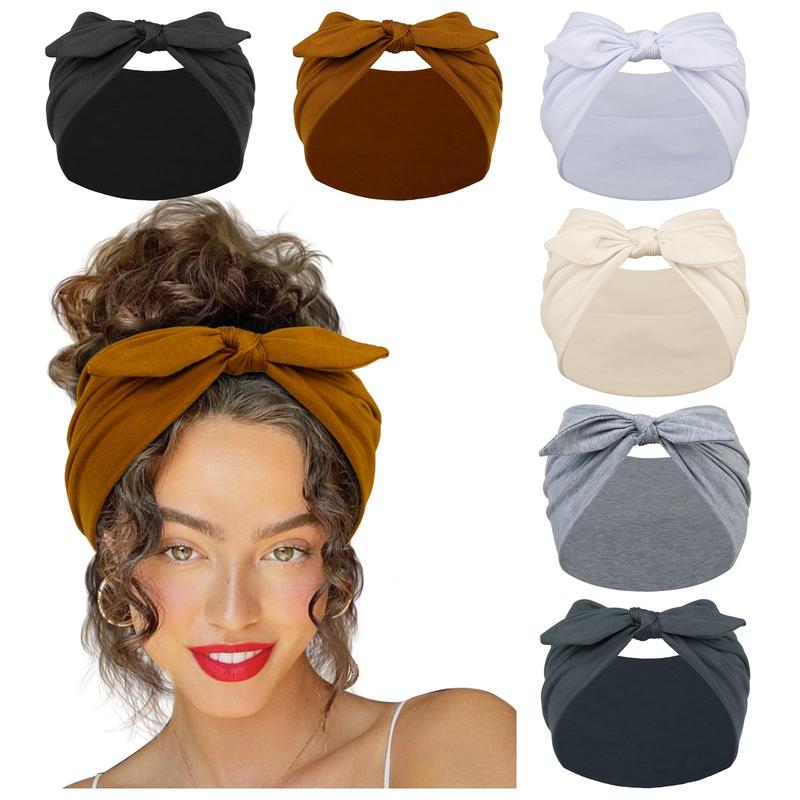 6 or 8 Packs Bow Headbands, 7’’ Extra Wide Head Bands for Women’s Hair Non Slip Headwraps Workout Turban Hair Accessories